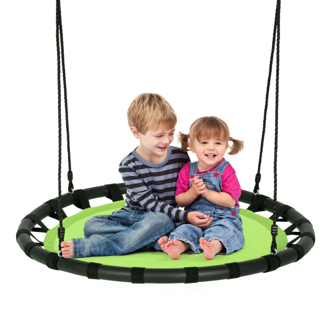 Gymax 40'' Flying Saucer Round Tree Swing Kids Play Set w/ Adjustable Ropes Outdoor Green