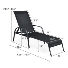 Load image into Gallery viewer, Gymax Adjustable Chaise Lounge Chair Recliner Patio Yard Outdoor w/ Armrest Black
