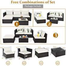 Load image into Gallery viewer, Gymax 5PCS Cushioned Rattan Patio Conversation Set w/ Ottoman Off White Cushion

