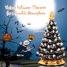 Load image into Gallery viewer, Gymax 15 Inches Pre-Lit Hand-Painted Ceramic Halloween Tree Tabletop Xmas Decor
