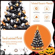 Load image into Gallery viewer, Gymax 15 Inches Pre-Lit Hand-Painted Ceramic Halloween Tree Tabletop Xmas Decor
