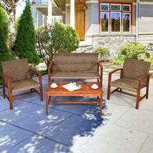 Load image into Gallery viewer, Gymax 4PCS Patio Conversation Set Outdoor Furniture Set w/ Acacia Wood Frame
