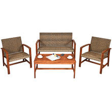 Load image into Gallery viewer, Gymax 4PCS Patio Conversation Set Outdoor Furniture Set w/ Acacia Wood Frame
