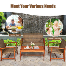 Load image into Gallery viewer, Gymax 4PCS Patio Conversation Set Outdoor Furniture Set w/ Acacia Wood Frame
