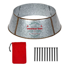 Load image into Gallery viewer, Gymax Galvanized Metal Christmas Tree Collar Skirt Ring Cover Holiday Decor Silver
