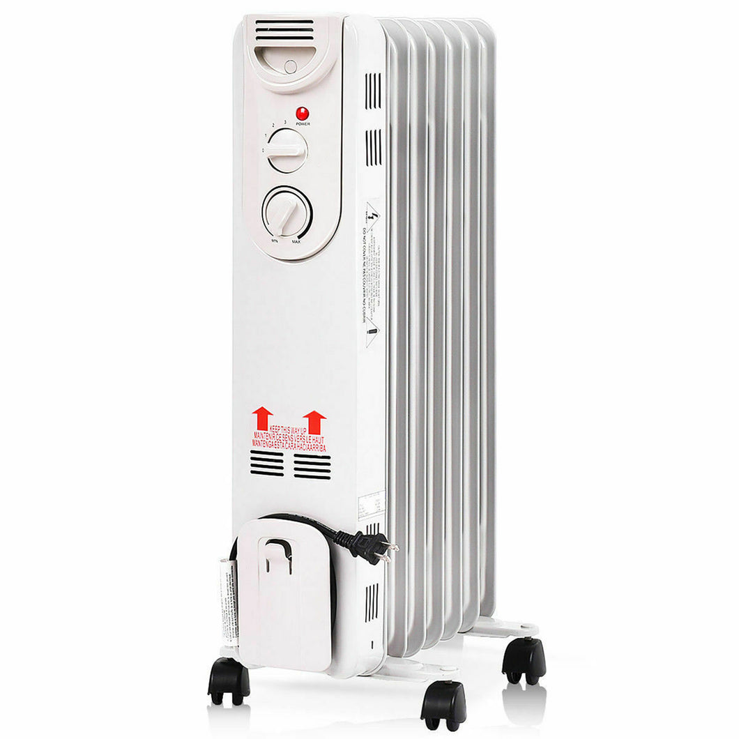 Gymax 1500W Oil Filled Radiator Space Heater w/ Adjustable Thermostat Home Office