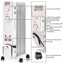 Load image into Gallery viewer, Gymax 1500W Oil Filled Radiator Space Heater w/ Adjustable Thermostat Home Office
