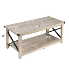 Load image into Gallery viewer, Gymax 43.5&#39;&#39; Rustic Coffee Table Farmhouse Cocktail Table w/ Storage Shelf

