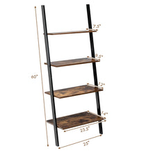Load image into Gallery viewer, Gymax Industrial Ladder Shelf 4-Tier Leaning Wall Bookcase Plant Stand Rustic Brown
