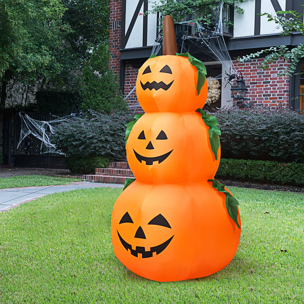 Gymax 6ft Inflatable Halloween 3-Pumpkin Stack Decoration w/ Internal LED Light