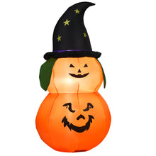 Load image into Gallery viewer, Gymax 5ft Inflatable Halloween Pumpkin Decoration w/ LED Light Witch Hat
