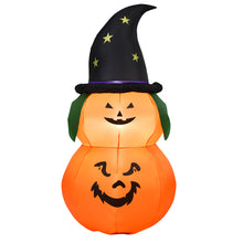 Load image into Gallery viewer, Gymax 5ft Inflatable Halloween Pumpkin Decoration w/ LED Light Witch Hat

