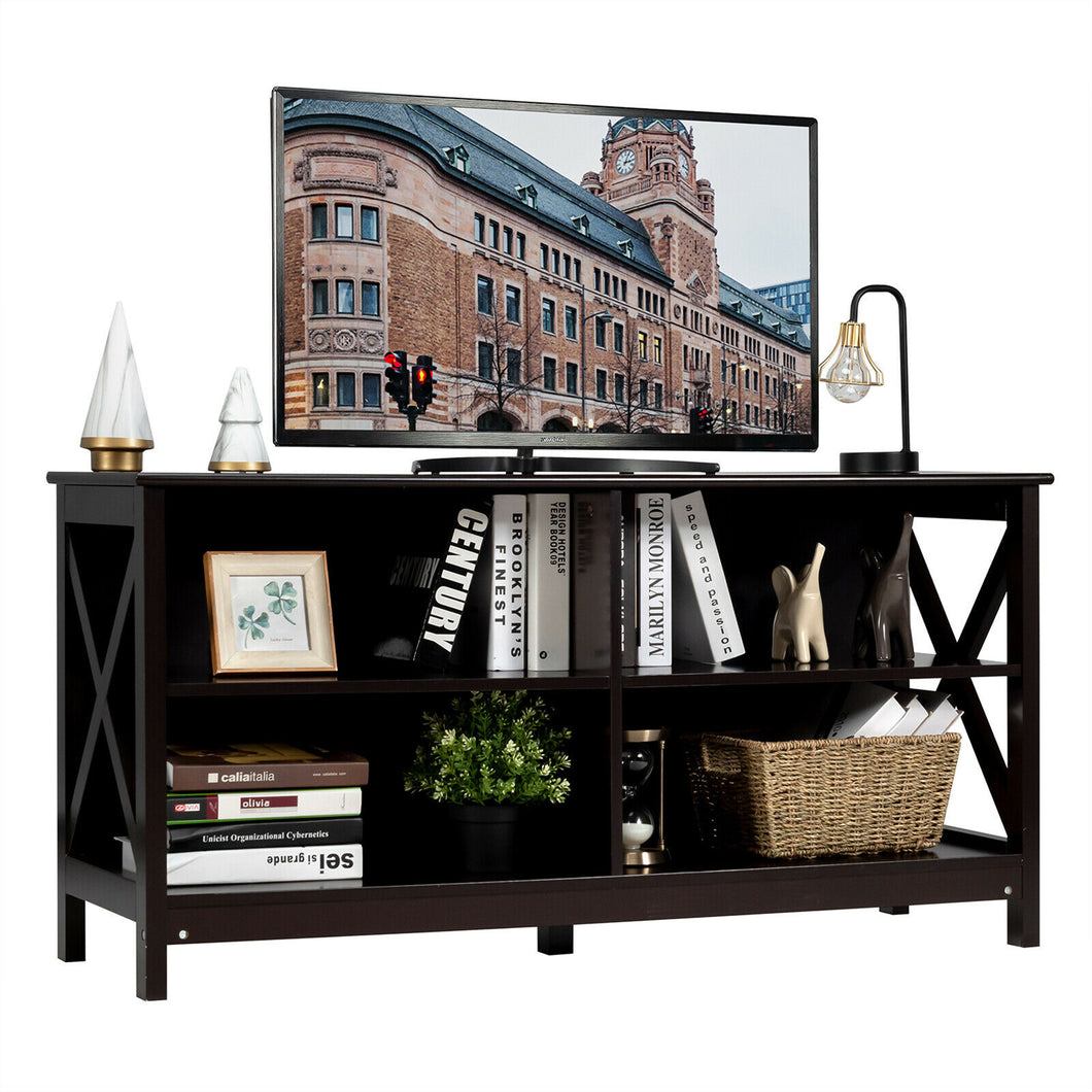 Gymax TV Stand Entertainment Media Center for TV's up to 55'' w/ Storage Shelves Brown