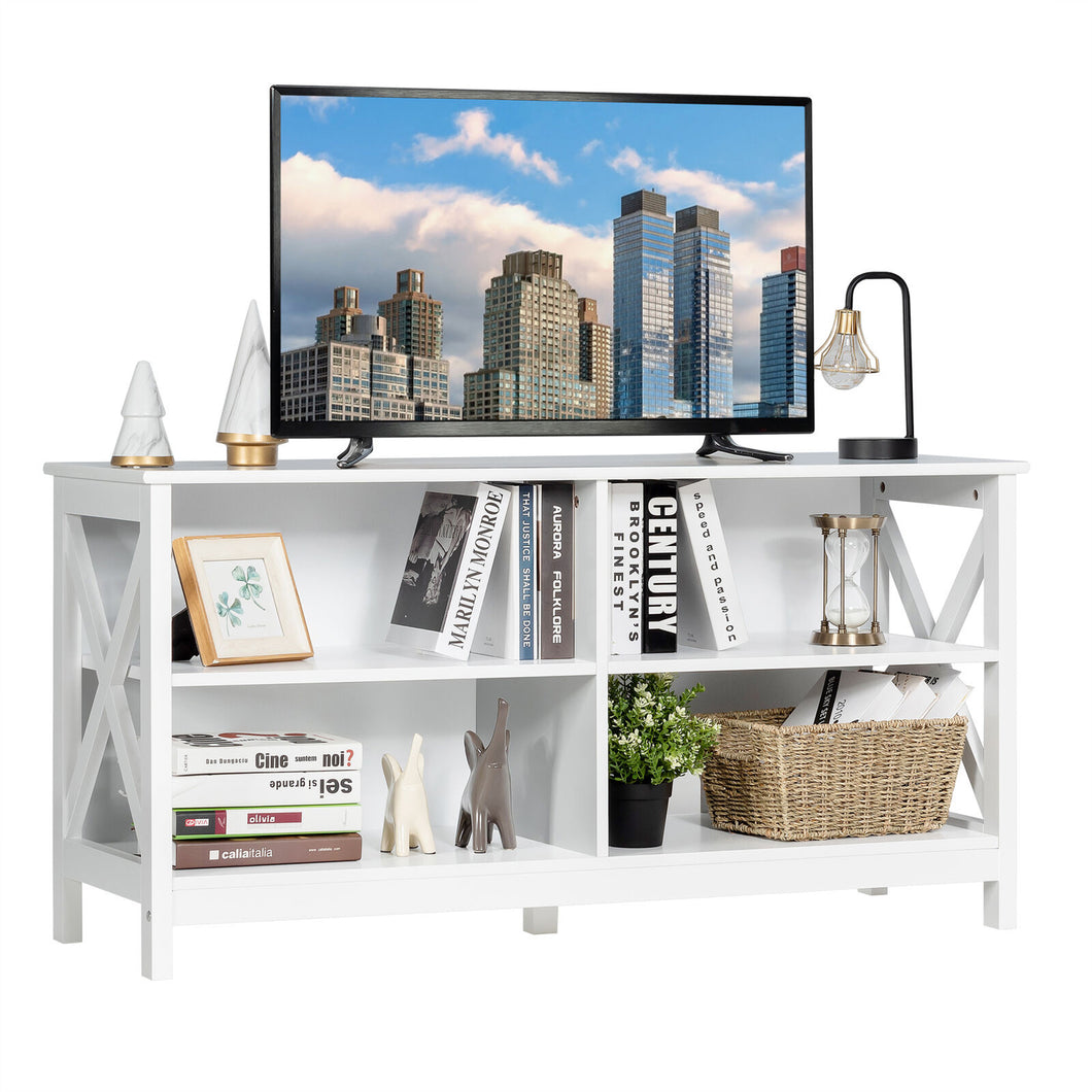 Gymax TV Stand Entertainment Media Center for TV's up to 55'' w/ Storage Shelves White
