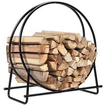 Load image into Gallery viewer, Gymax 30&#39;&#39; Tubular Steel Log Hoop Firewood Storage Rack Holder Round Display
