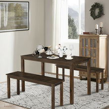 Load image into Gallery viewer, Gymax 3pcs Dining Set Modern Studio Collection Table with 2 Benches Wood Legs Coffee
