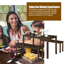 Load image into Gallery viewer, Gymax 3pcs Dining Set Modern Studio Collection Table with 2 Benches Wood Legs Coffee
