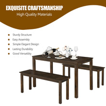 Load image into Gallery viewer, Gymax 3pcs Dining Set Modern Studio Collection Table with 2 Benches Wood Legs Coffee
