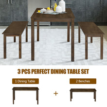 Load image into Gallery viewer, Gymax 3pcs Dining Set Modern Studio Collection Table with 2 Benches Wood Legs Coffee
