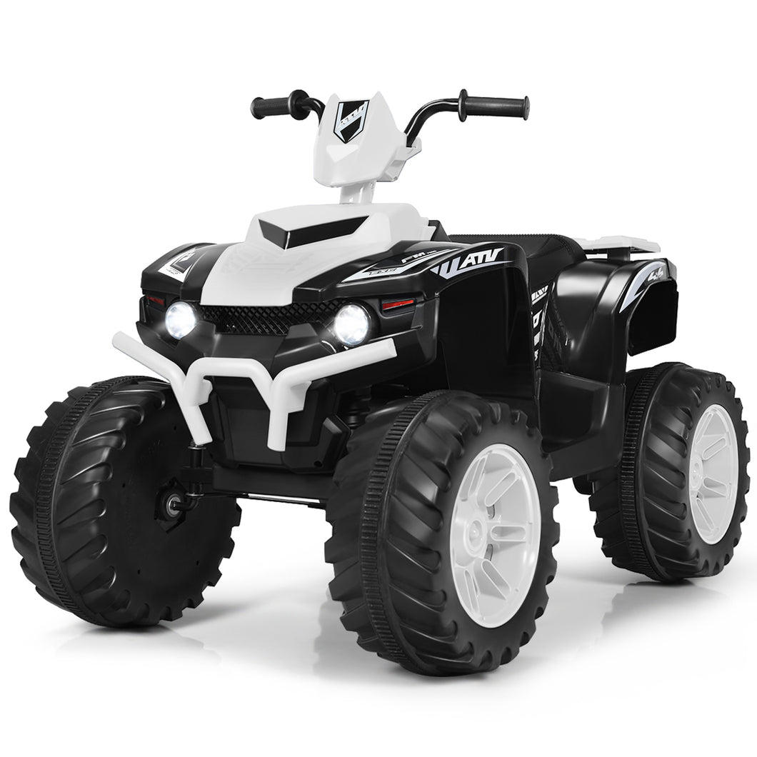 Gymax 12V Electric Kids Ride On Car ATV 4-Wheeler Quad w/ Music LED Light White