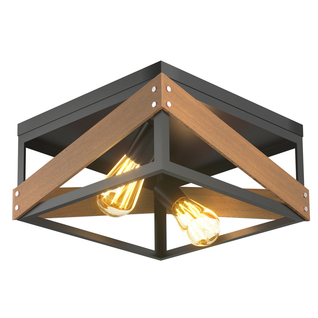 Gymax Adjustable Ceiling Lamp Geometric Lights Rustic Flush Mount Hallway Living Room