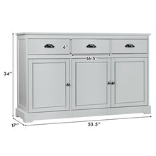 Load image into Gallery viewer, Gymax 3 Drawers Sideboard Buffet Cabinet Console Table Kitchen Storage Cupboard Gray
