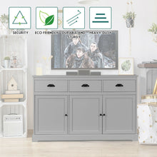 Load image into Gallery viewer, Gymax 3 Drawers Sideboard Buffet Cabinet Console Table Kitchen Storage Cupboard Gray
