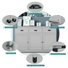 Load image into Gallery viewer, Gymax 3 Drawers Sideboard Buffet Cabinet Console Table Kitchen Storage Cupboard Gray
