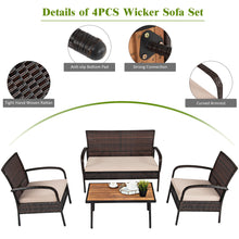 Load image into Gallery viewer, Gymax 4PCS Cushioned Rattan Patio Conversation Set Outdoor Furniture Set
