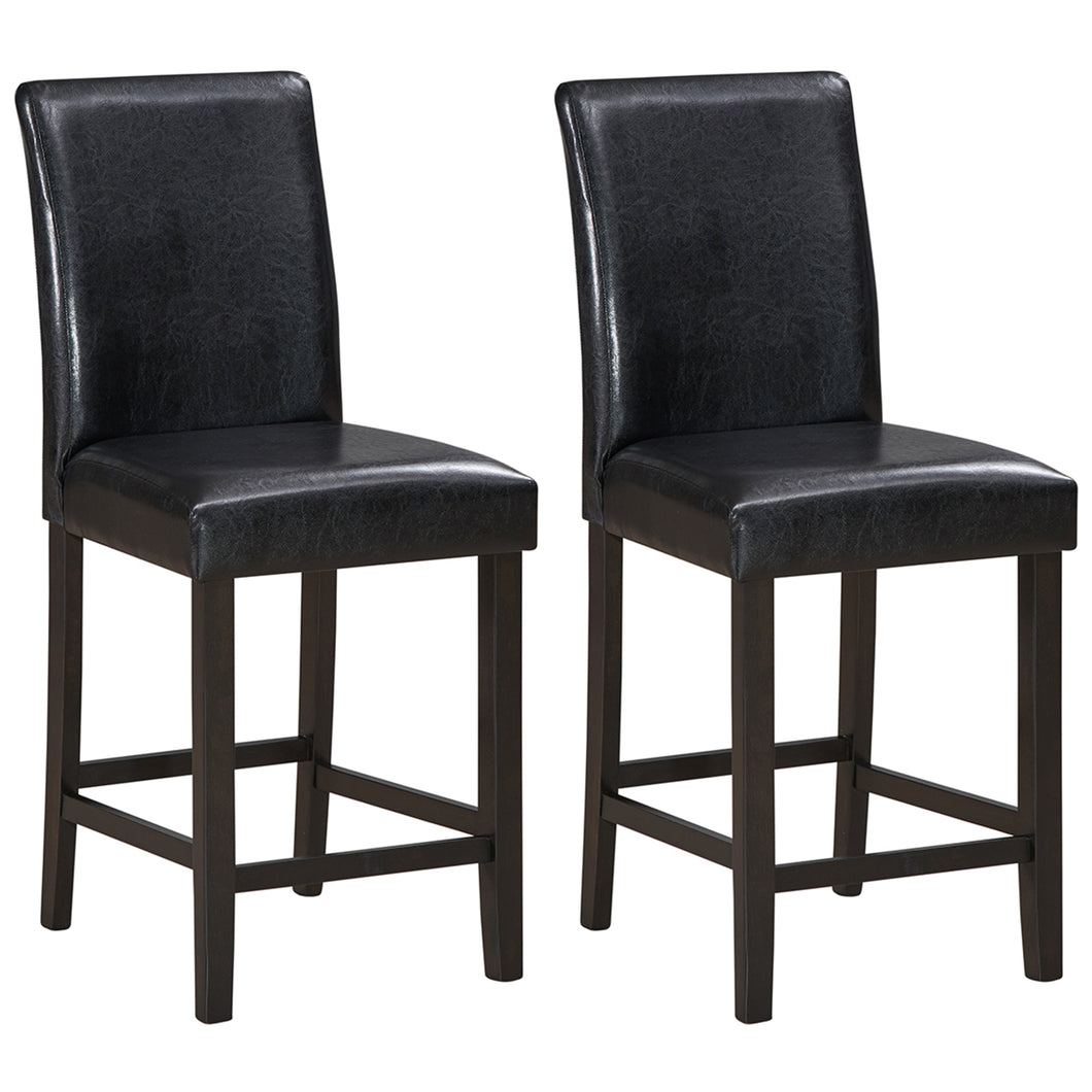 Gymax Set of 2 Bar Stools 25inch Counter Height Barstool Pub Chair w/Rubber Wood Legs