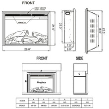 Load image into Gallery viewer, Gymax 26'' Electric Fireplace Embedded Insert Heater 750W/1500W w/ Remote Control
