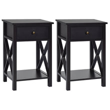 Load image into Gallery viewer, Gymax Set of 2 Nightstand Sofa Side End Table X-Design w/ Shelf Drawer Brown
