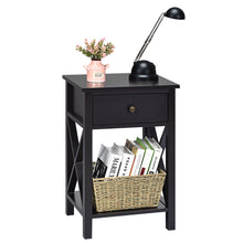 Load image into Gallery viewer, Gymax Set of 2 Nightstand Sofa Side End Table X-Design w/ Shelf Drawer Brown
