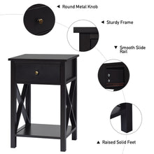 Load image into Gallery viewer, Gymax Set of 2 Nightstand Sofa Side End Table X-Design w/ Shelf Drawer Brown
