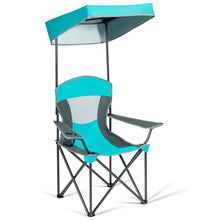 Load image into Gallery viewer, Gymax Folding Sunshade Chair Camping Chair Outdoor w/ Canopy Carrying Bag Turquoise
