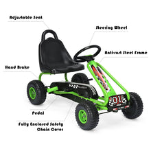 Load image into Gallery viewer, Gymax Kids Pedal Go Kart 4 Wheel Ride On Toys w/ Adjustable Seat &amp; Handbrake Green
