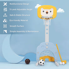 Load image into Gallery viewer, Gymax 3-in-1 Kids Basketball Hoop Set Adjustable Sports Activity Center w/Balls Yellow
