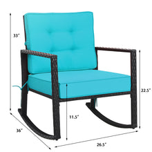 Load image into Gallery viewer, Gymax 2PCS Outdoor Wicker Rocking Chair Patio Rattan Single Chair Glider w/ Turquoise Cushion

