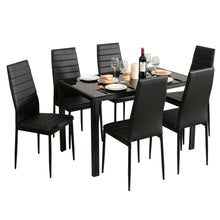 Load image into Gallery viewer, Gymax 7 PCS Kitchen Dining Table Set Breakfast Furniture w/ Glass Top Padded Chair
