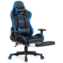 Load image into Gallery viewer, Gymax Gaming Desk&amp;Massage Gaming Chair Set w/ Footrest Monitor Shelf Power Strip Blue

