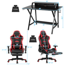 Load image into Gallery viewer, Gymax Gaming Desk&amp;Massage Gaming Chair Set w/ Footrest Monitor Shelf Power Strip Red
