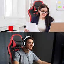 Load image into Gallery viewer, Gymax Gaming Desk&amp;Massage Gaming Chair Set w/ Footrest Monitor Shelf Power Strip Red
