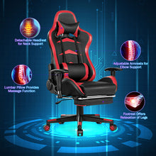 Load image into Gallery viewer, Gymax Gaming Desk&amp;Massage Gaming Chair Set w/ Footrest Monitor Shelf Power Strip Red
