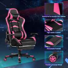 Load image into Gallery viewer, Gymax Gaming Desk&amp;Massage Gaming Chair Set w/ Footrest Monitor Shelf Power Strip Pink
