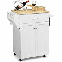 Load image into Gallery viewer, Gymax Rolling Kitchen Island Utility Kitchen Cart Storage Cabinet Brown/White
