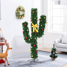 Load image into Gallery viewer, Gymax 5ft Artificial Pre-Lit Cactus Christmas Tree w/ Metal Stand Ball Ornaments
