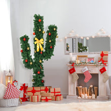 Load image into Gallery viewer, Gymax 5ft Artificial Pre-Lit Cactus Christmas Tree w/ Metal Stand Ball Ornaments
