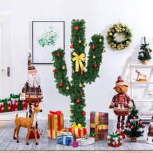Load image into Gallery viewer, Gymax 5ft Artificial Pre-Lit Cactus Christmas Tree w/ Metal Stand Ball Ornaments
