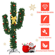Load image into Gallery viewer, Gymax 5ft Artificial Pre-Lit Cactus Christmas Tree w/ Metal Stand Ball Ornaments
