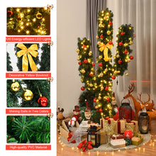 Load image into Gallery viewer, Gymax 5ft Artificial Pre-Lit Cactus Christmas Tree w/ Metal Stand Ball Ornaments

